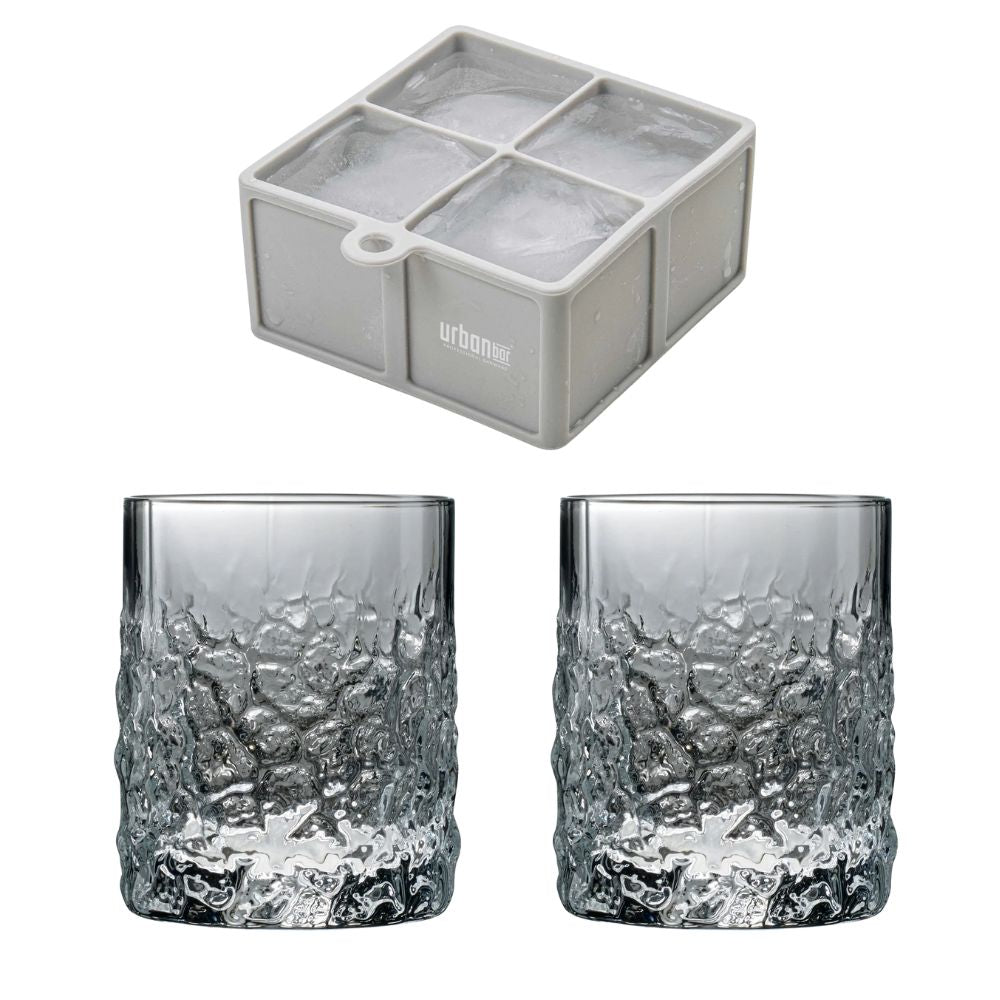 Lot de bac à glaçons et de verres Old Fashioned