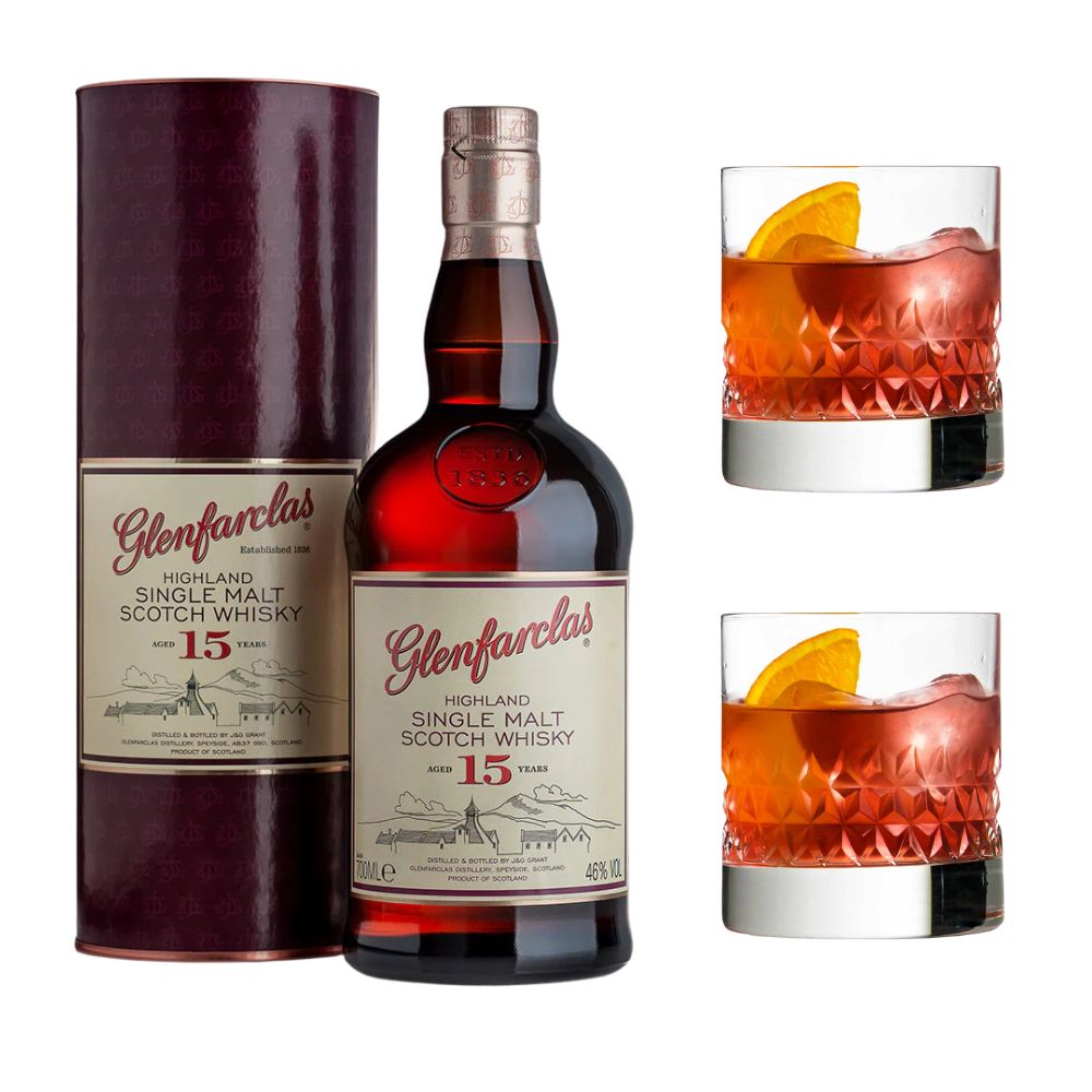 Glenfarclas 15 Anni Set con Due Bicchieri