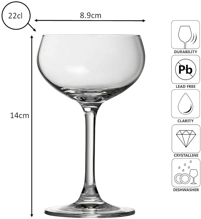 Calici coupé retrò per champagne 21cl - confezione da 4