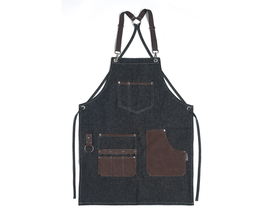 Delantal 100% Denim con detalles en piel III