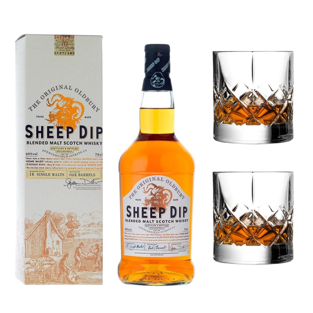 Sheep Dip Whisky blended malt et verre en coffret