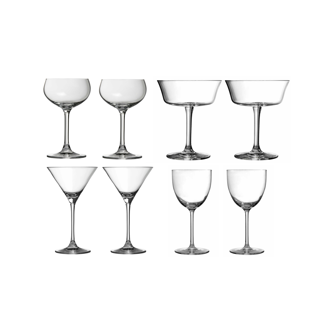 Set di bicchieri da cocktail con stelo per casa