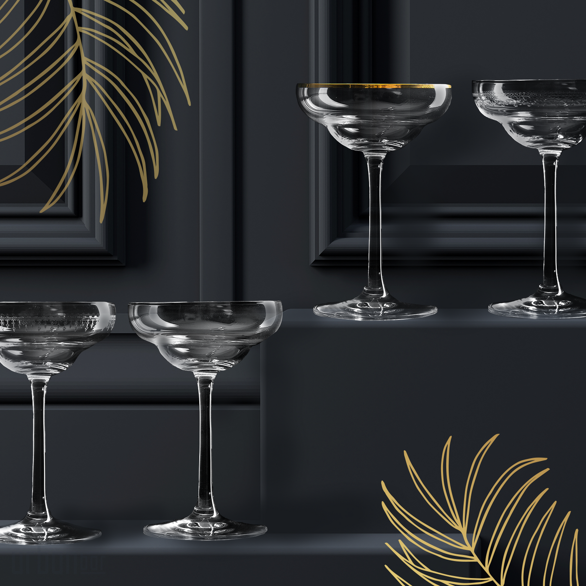 Copa de cristal Coley® con borde dorado, 17 cl