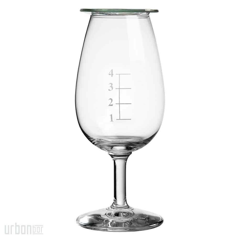 Verre de dégustation de whisky de distillerie avec lignes de jauge et couvercle en verre de montre 14cl