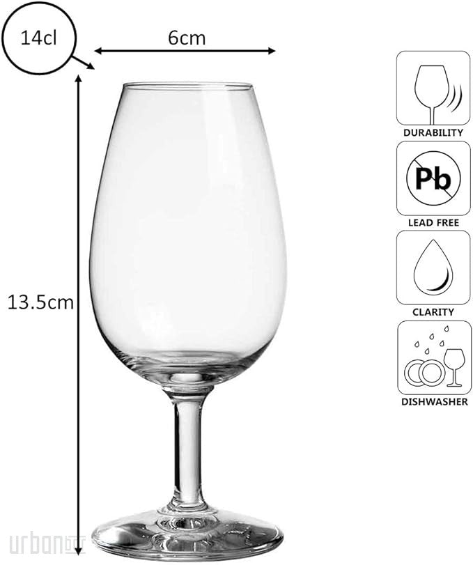 Vaso de degustación de whisky de destilería con líneas de calibre 14 cl