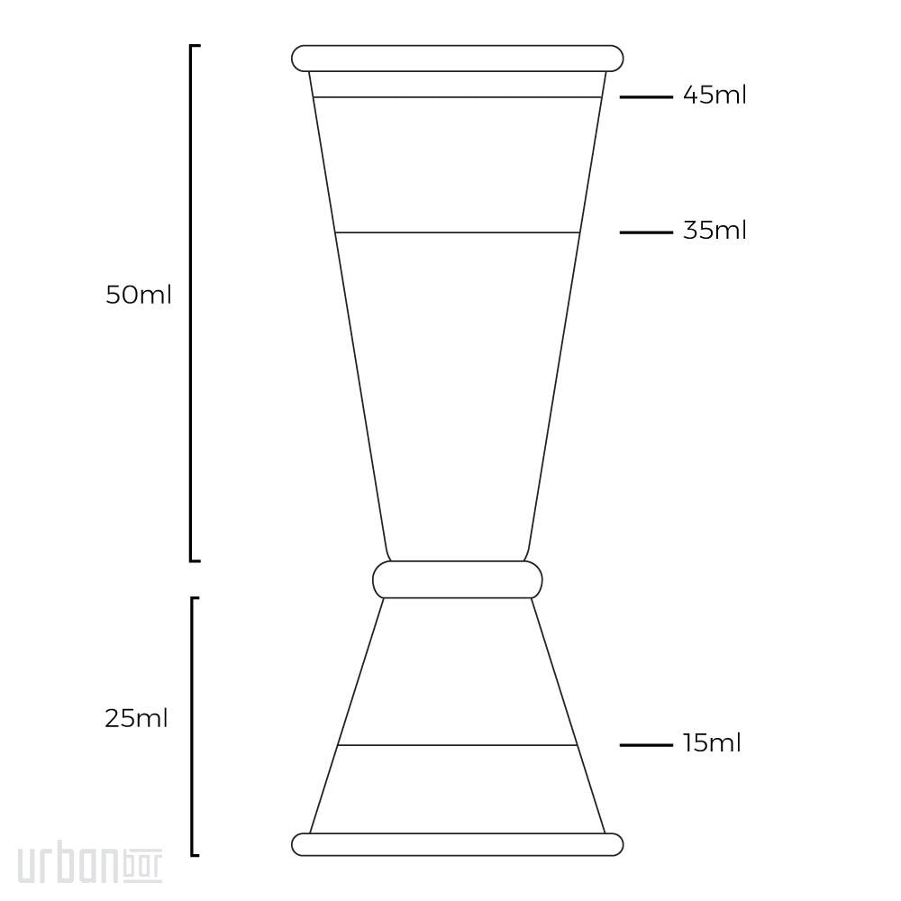 Vaso medidor de oro rosa Ginza de 25 ml o 50 ml