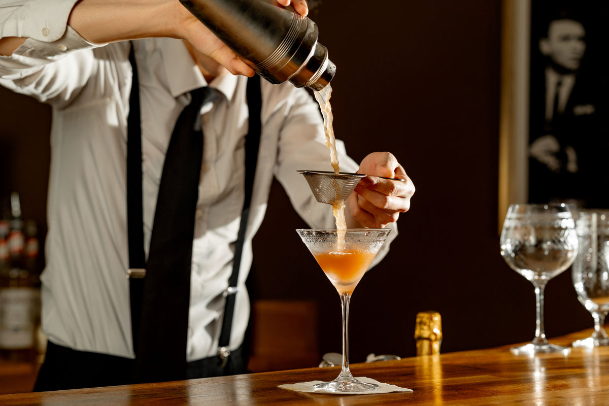 Biloxi Colino da cocktail a maglia fine in acciaio inox con manico corto 15cm