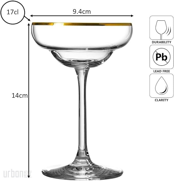 Copa de cristal Coley® con borde dorado, 17 cl