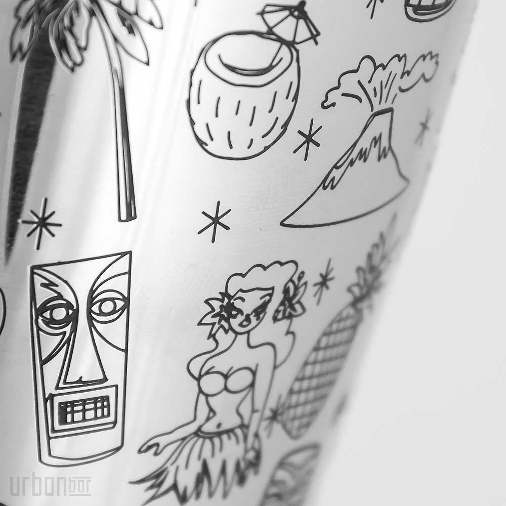 Shaker à cocktails Tiki en acier inoxydable, type tin-on-tin, lesté, 75 cl