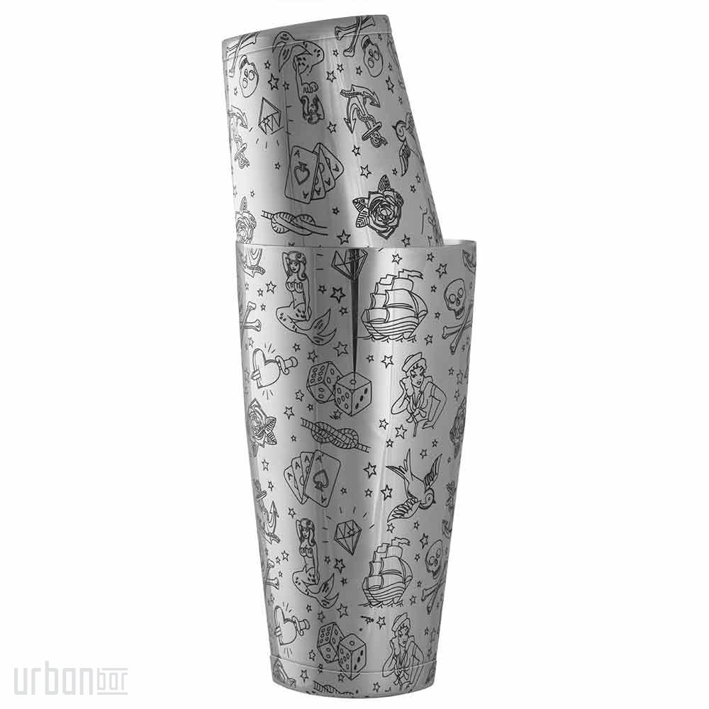 Coctelera con peso de acero inoxidable de lata sobre lata Tattoo de 75 cl