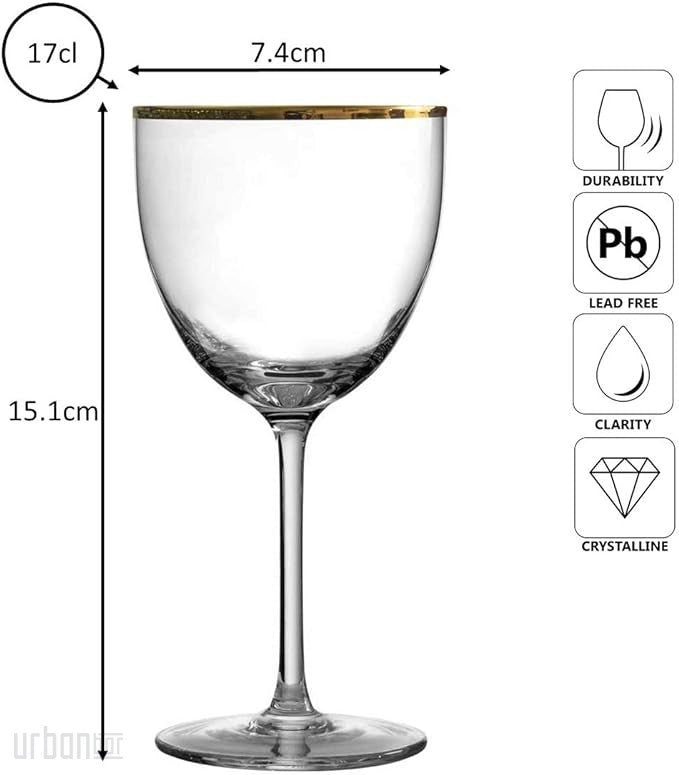 Vaso Nick & Nora con borde dorado 17cl - Caja de 4