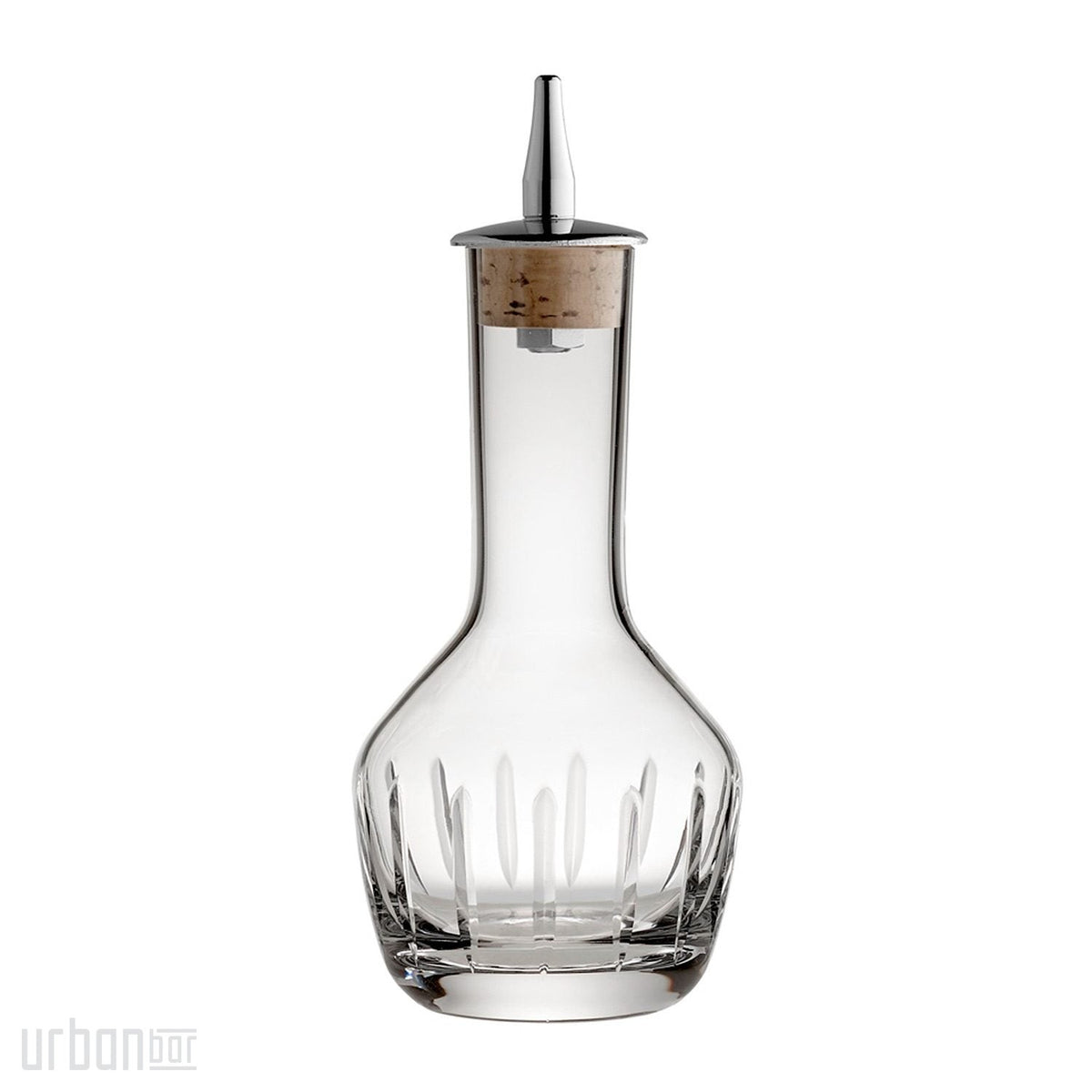 Botella de bitter de cristal hecha a mano de corte vertical de 9 cl