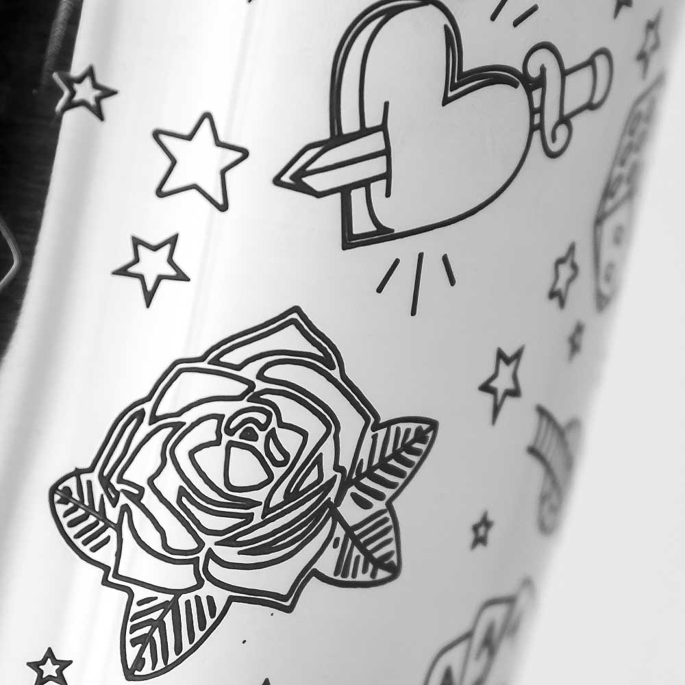 Tattoo Shaker da cocktail zavorrato Tin-on-Tin in acciaio inossidabile 75cl