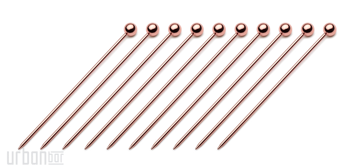 Juego de 10 pinchos para cóctel de cobre