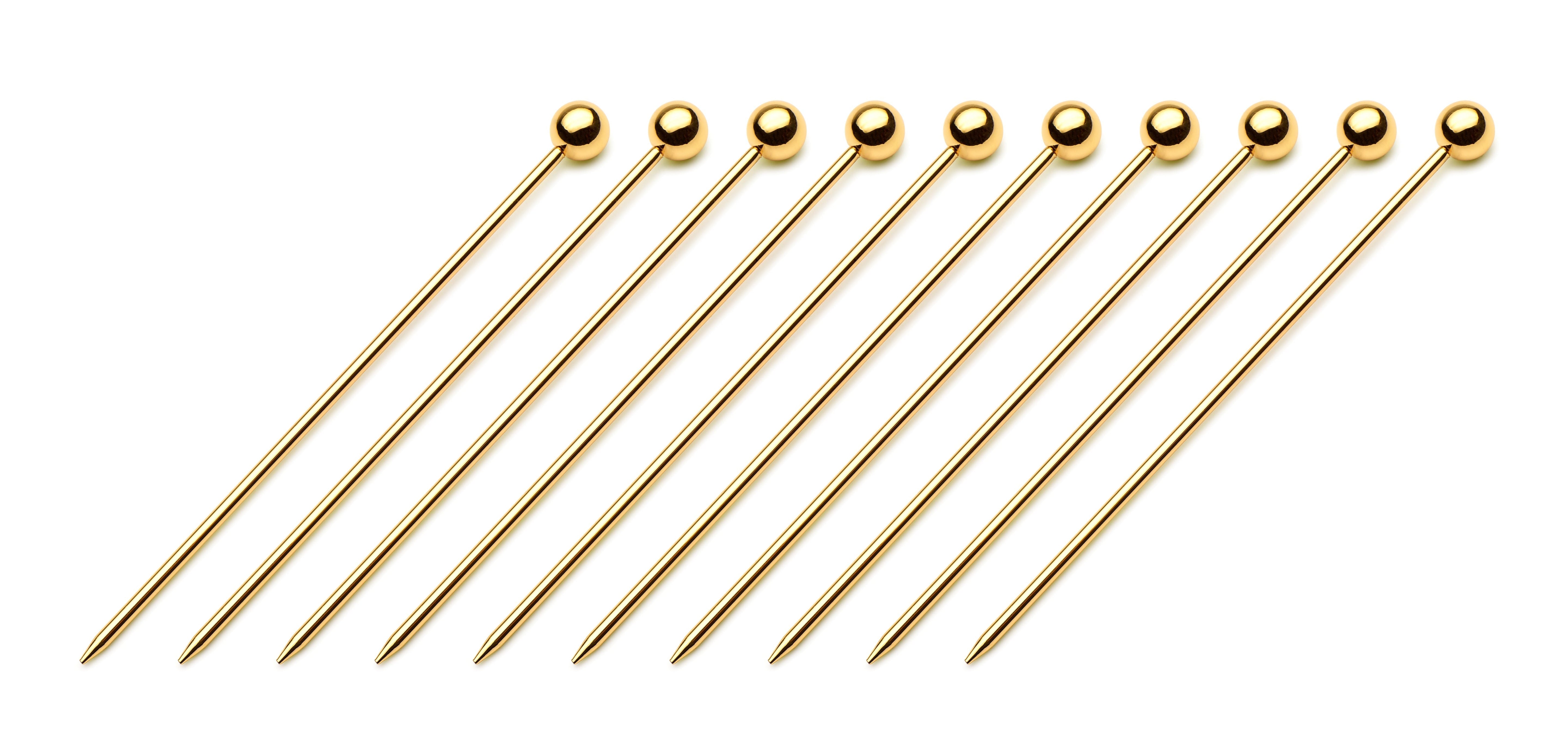 Goldenes Cocktailspieß-Set mit 10 Stück