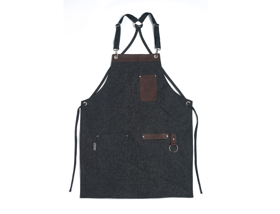 100% Denim-Schürze mit Lederdetails I