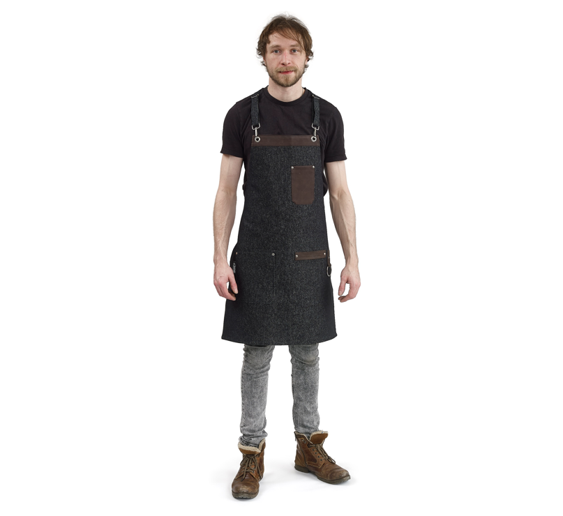 100% Denim Apron with Leather Details I