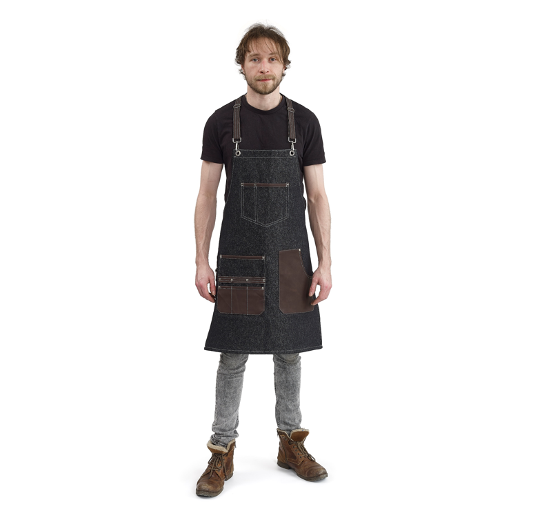 Grembiule 100% denim con dettagli in pelle III