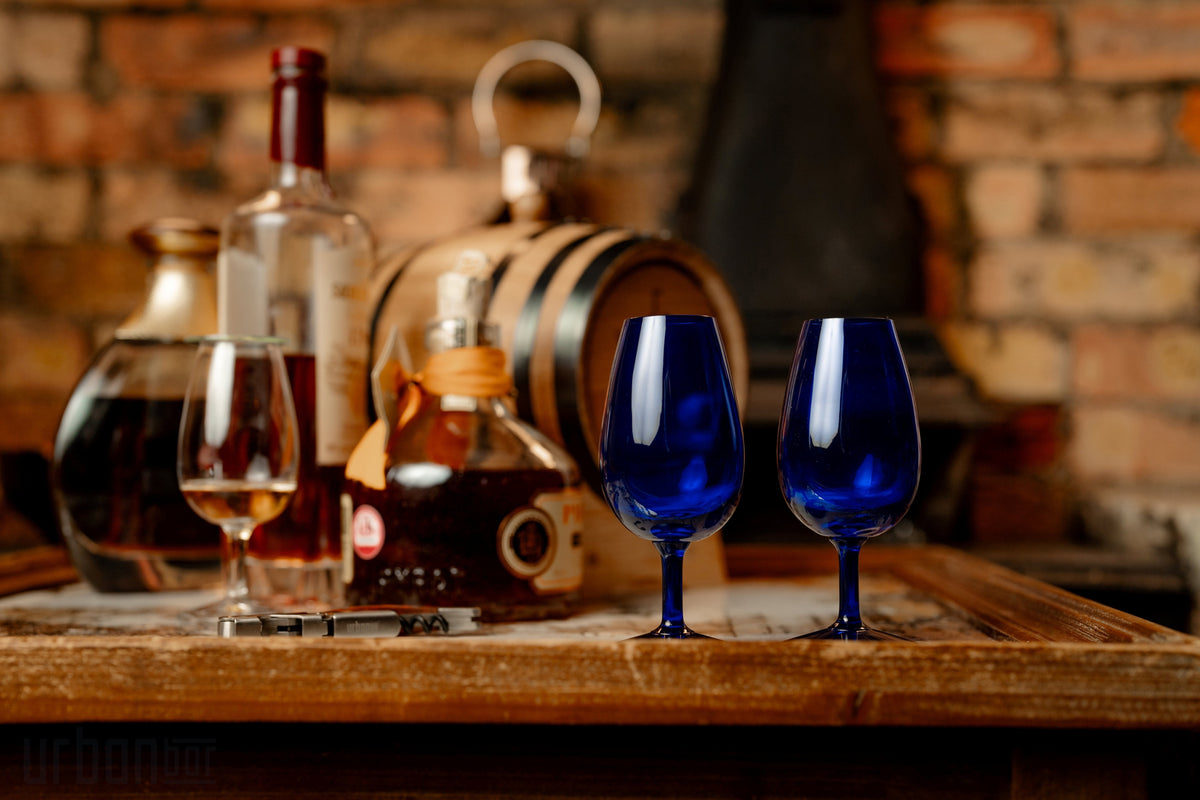 Vaso de cata de whisky a ciegas de destilería, azul cobalto, 14 cl