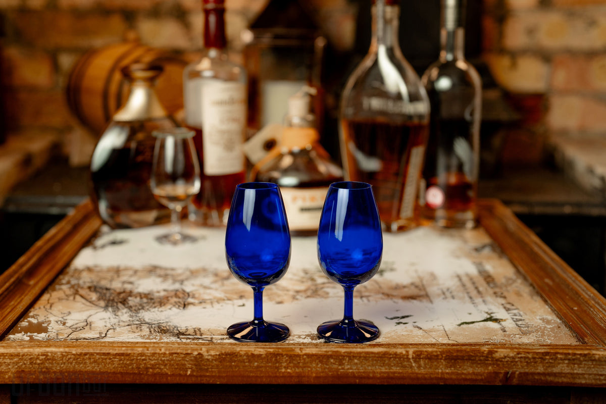 Vaso de cata de whisky a ciegas de destilería, azul cobalto, 14 cl
