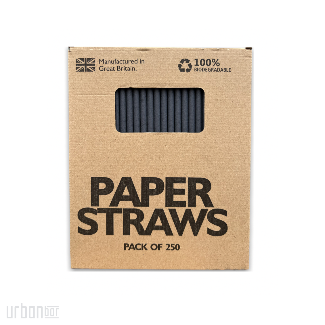 Pailles à cocktail en papier noir, boîte de 250