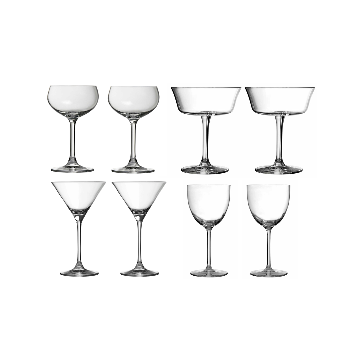 Set di bicchieri da cocktail con stelo per casa