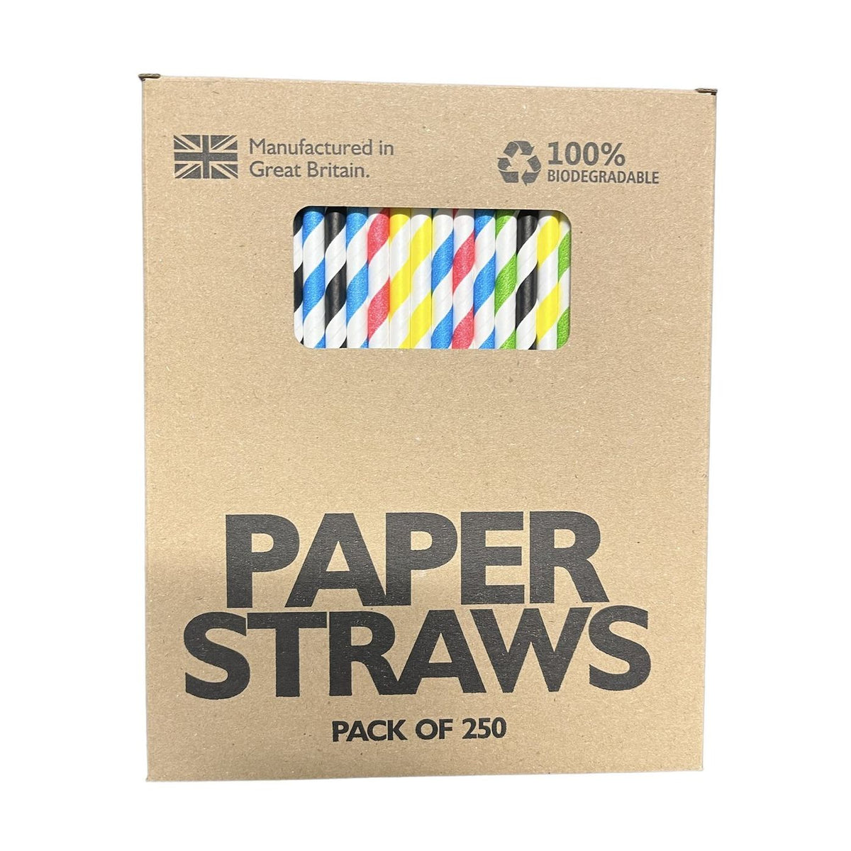 Boîte de 250 pailles en papier multicolores